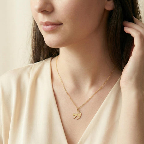 14K Gold Letter Cat Necklace M.0438