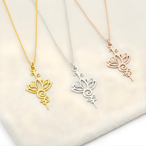 14K Gold Lotus Necklace - 12-24 in M.0425
