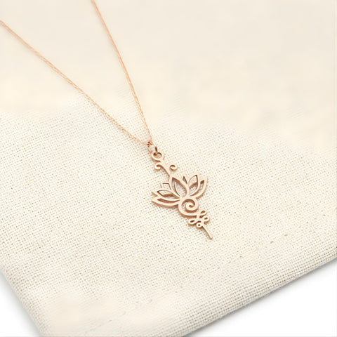 14K Gold Lotus Necklace - 12-24 in M.0425