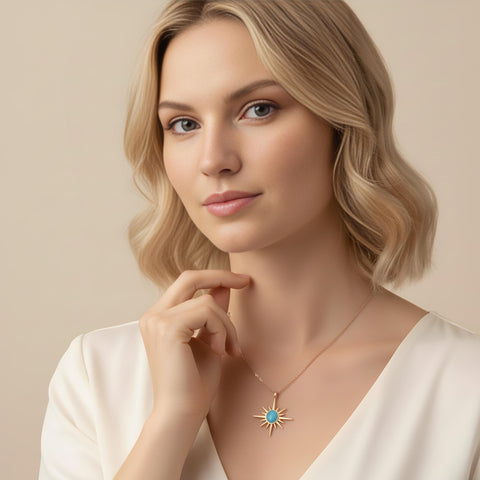 14K Gold Polar Star Necklace - 12-24 in M.0569