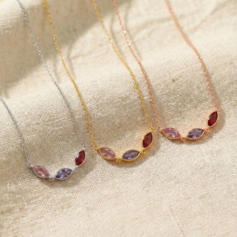 14K Gold Marquise Birthstone Necklace - 12-24 in M.0617