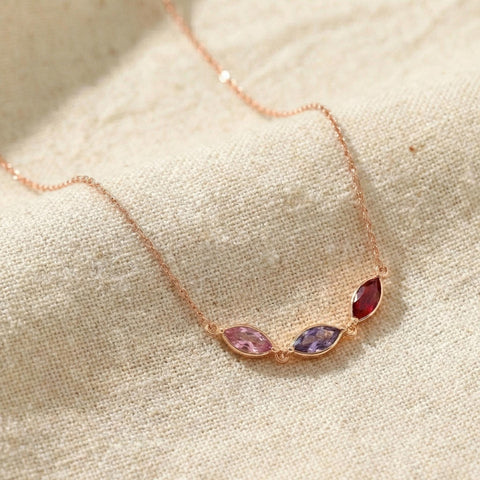 14K Gold Marquise Birthstone Necklace - 12-24 in M.0617