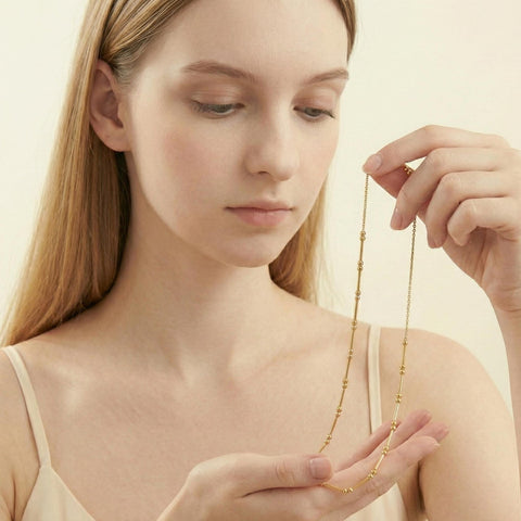 14K Gold Morse Code Necklace - 12-24 in M.0616