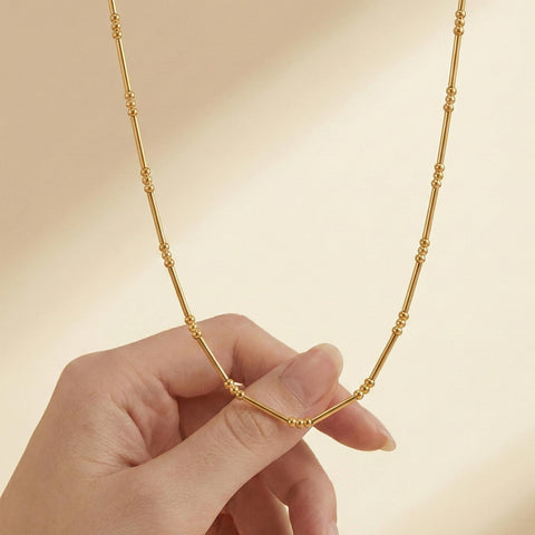 14K Gold Morse Code Necklace - 12-24 in M.0616