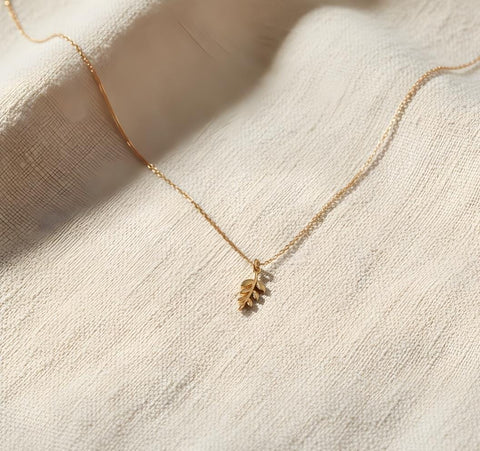 14K Gold Olive Branch Necklace - 12-24 in M.0421