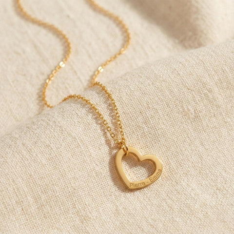 14K Gold Heart Name Necklace - 12-24 in M.0417