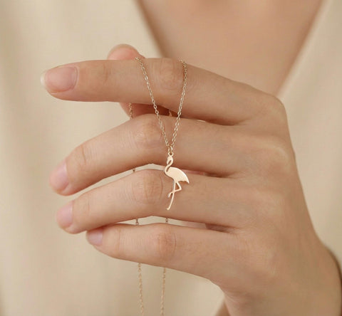 14K Gold Flamingo Necklace - 12-24 in M.0415