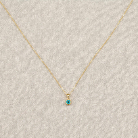 14K Gold Evil Eye Necklace - 12-24 in M.0484