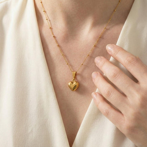 14K Gold Bubble Heart Necklace - 12-24 in M.0521