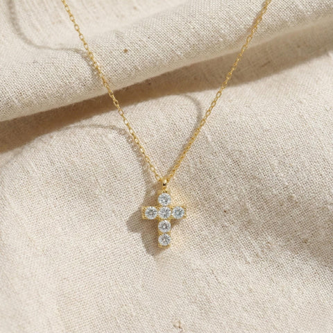 14K Gold Diamond Cross Necklace - 12-24 in M.0550
