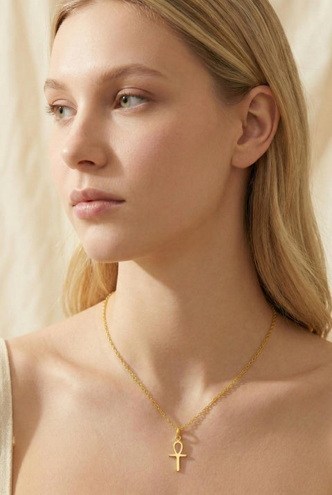 14K Gold Egyptian Cross Necklace - 12-24 in M.0445