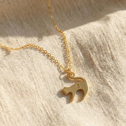 14K Gold Letter Cat Necklace M.0438