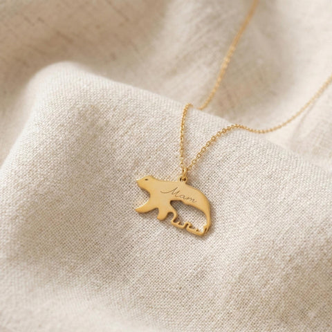 14K Gold Mama Bear Necklace - 12-24 in M.0434