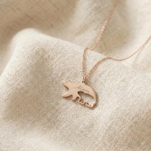 14K Gold Mama Bear Necklace - 12-24 in M.0434