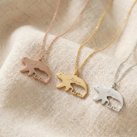 14K Gold Mama Bear Necklace - 12-24 in M.0434