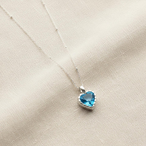14K Gold Heart Birthstone Necklace - 12-24 in M.0426