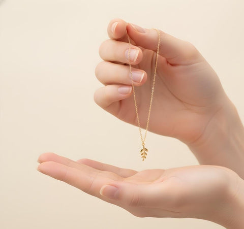 14K Gold Olive Branch Necklace - 12-24 in M.0421