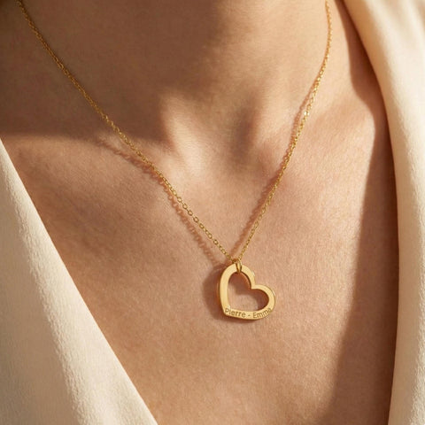 14K Gold Heart Name Necklace - 12-24 in M.0417