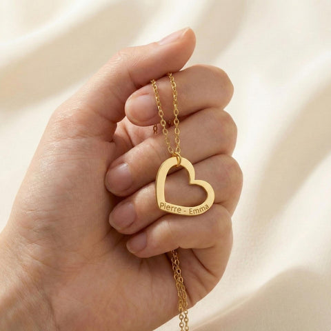 14K Gold Heart Name Necklace - 12-24 in M.0417