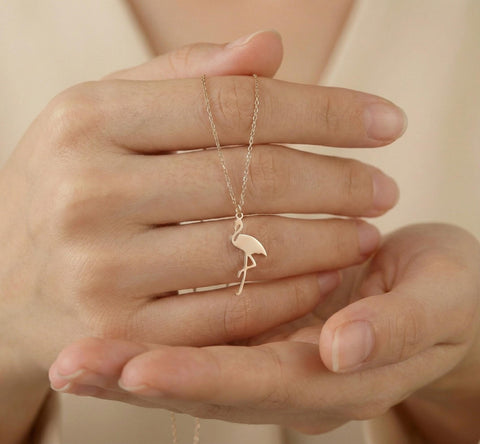 14K Gold Flamingo Necklace - 12-24 in M.0415