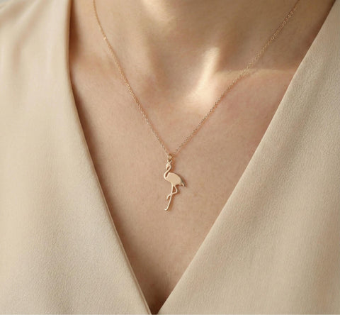14K Gold Flamingo Necklace - 12-24 in M.0415