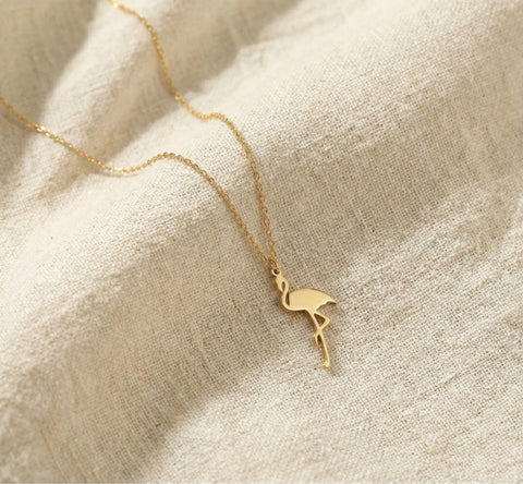 14K Gold Flamingo Necklace - 12-24 in M.0415