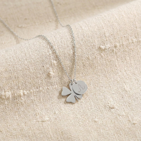 14K Gold Four Leaf Clover Letter Necklace - 12-24 in M.0313
