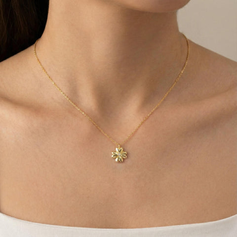 14K Gold Heart Clover Necklace with Birth Stone - 12-24 in M.0510