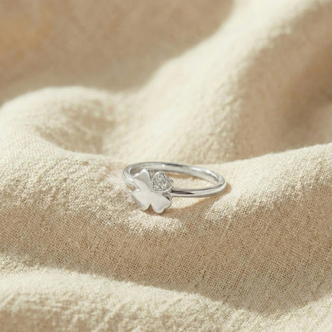 Four Leaf Clover Ring | Gold Four Leaf Clover Ring | Clover Ring with Diamond | Lucky Ring | St. Patrick's Day Gifts for Her M.541