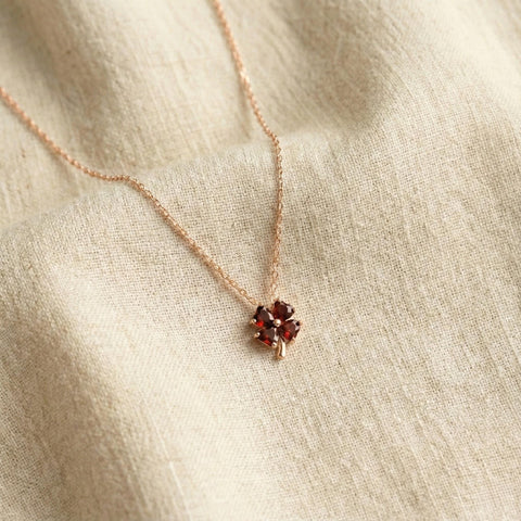 14K Gold Birthstone Clover Necklace - 12-24 in M.0147