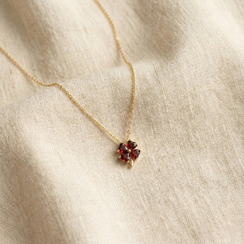 14K Gold Birthstone Clover Necklace - 12-24 in M.0147