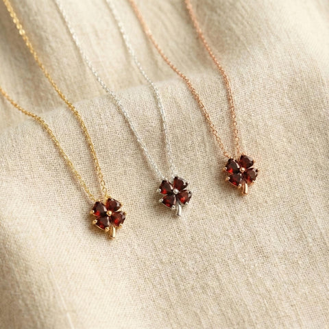 14K Gold Birthstone Clover Necklace - 12-24 in M.0147
