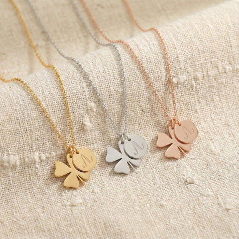 14K Gold Four Leaf Clover Letter Necklace - 12-24 in M.0313