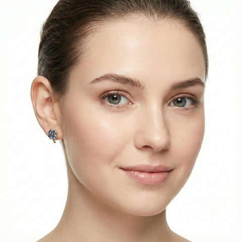 Sterling Silver Mystical Topaz Clover Earrings | Four Leaf Clover Stud Earrings | Lucky Clover Earrings | St. Patrick's Day Gift M.411