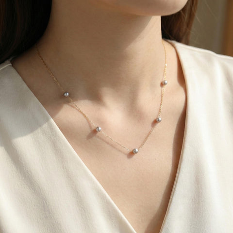 14K Gold Pearl Necklace - 12-24 in M.0497