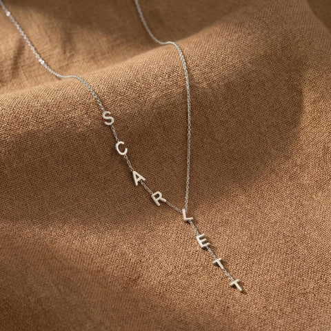 14K Gold Initial Side Necklace - 12-24 in M.0659