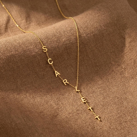 14K Gold Initial Side Necklace - 12-24 in M.0659