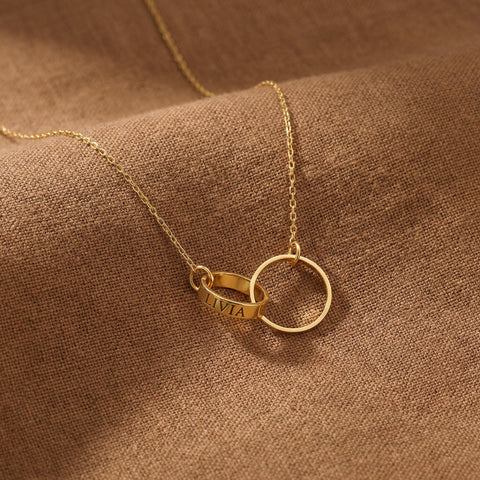 14K Gold Circle Name Necklace - 12-24 in M.0609
