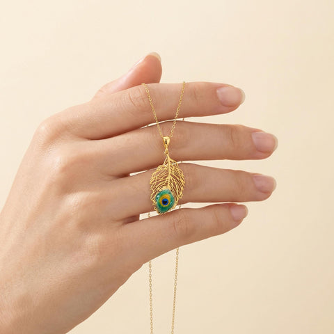 14K Gold Peacock Necklace - 12-24 in M.0136