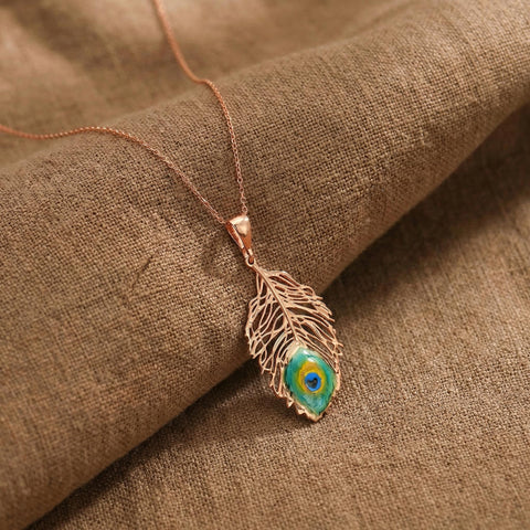 14K Gold Peacock Necklace - 12-24 in M.0136