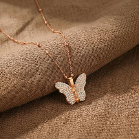14K Gold Opening Name Butterfly Necklace - 12-24 in M.0129