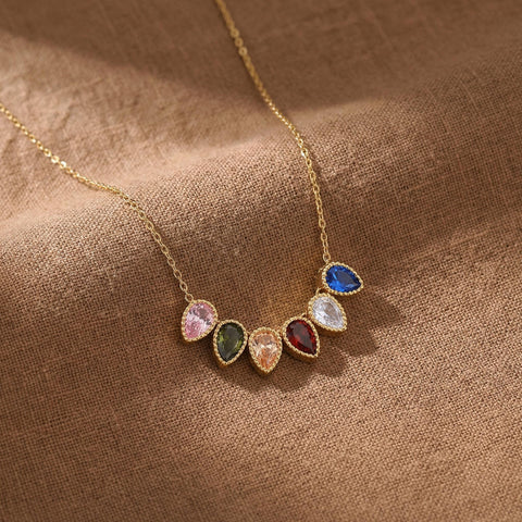 14K Gold Drop Birthstone Necklace - 12-24 in M.0155