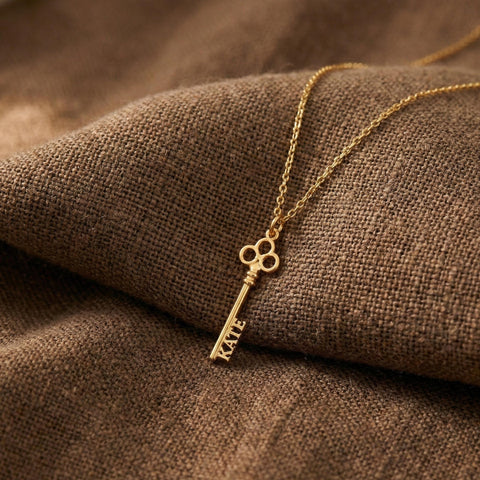14K Gold Key Name Necklace - 12-24 in M.0598