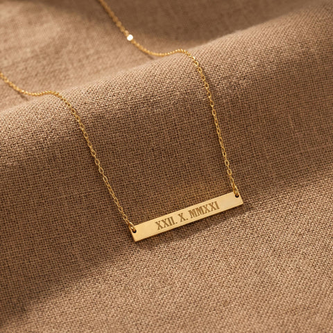 14K Gold Horizontal Bar Necklace - 12-24 in M.0067