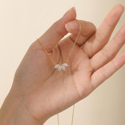 14K Gold Marquise Diamond Necklace - 12-24 in M.0060