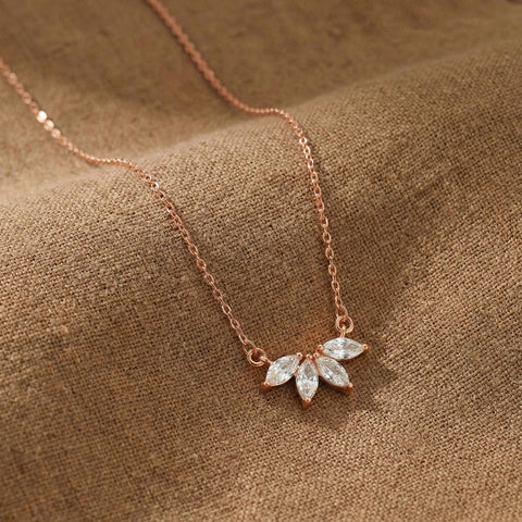 14K Gold Marquise Diamond Necklace - 12-24 in M.0060
