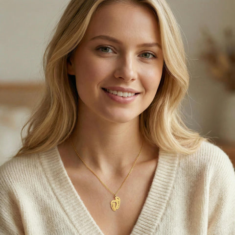14K Gold Baby Footprint Necklace - 12-24 in M.0059