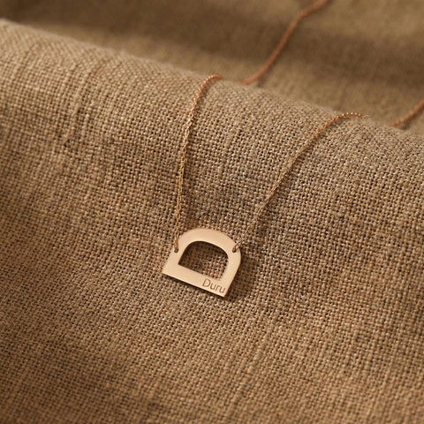 14K Gold Large Letter Name Necklace - 12-24 in M.0311