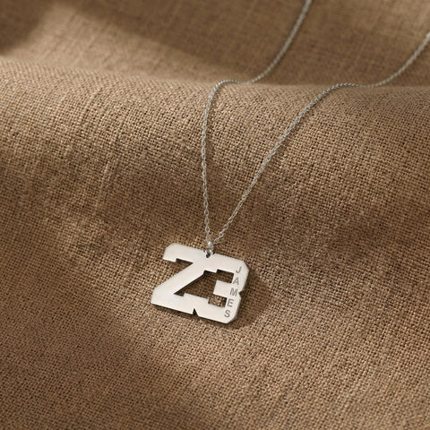 14K Gold Name Number Necklace - 12-24 in M.0255