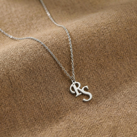 14K Gold Interlock Two Initial Necklace - 12-24 in M.0764